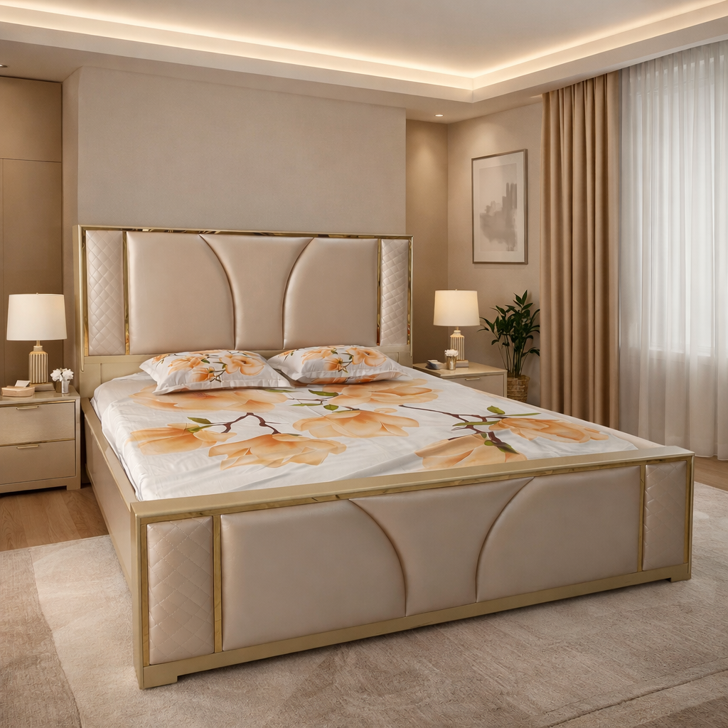 Royal Beige King Bed by JR Furniture
