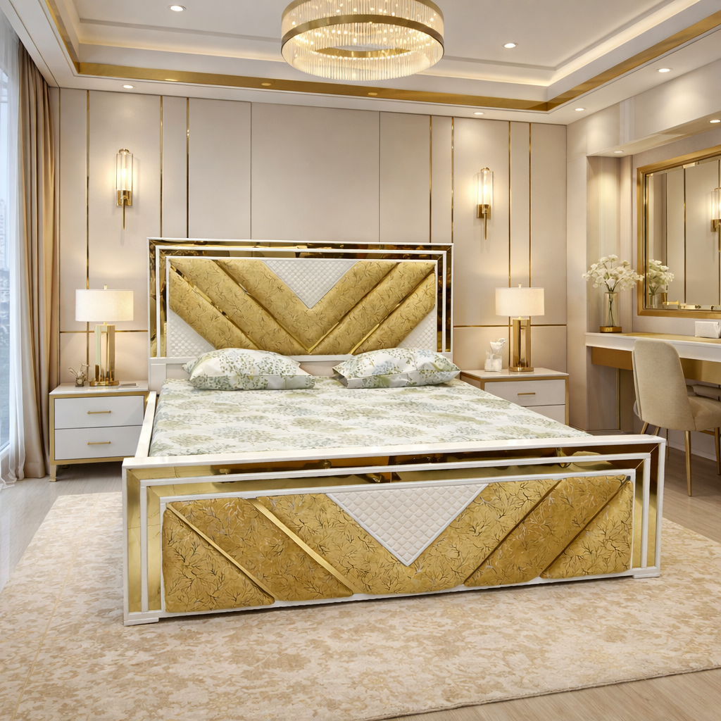 Golden Chevron Luxury Bed by JR Furniture